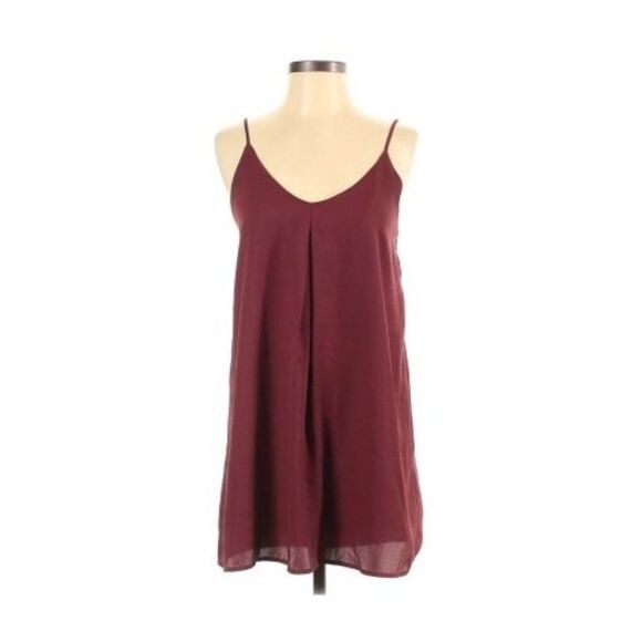 Tobi Feeling Cami Shift Dress Easy Swing Sleeveless Maroon Chiffon Size Small - Picture 1 of 7